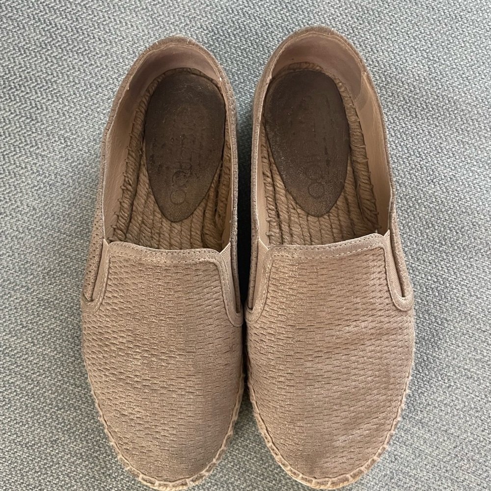 Jimmy Choo Dawn Suede Espadrille Sneaker slip on light gold size 37 EU 6.5 US